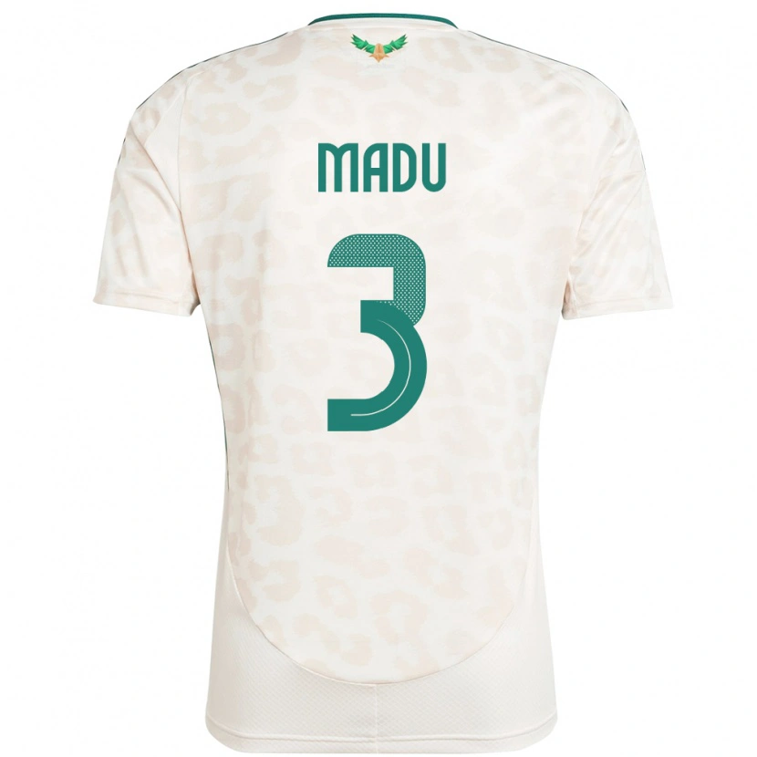 Danxen Hombre Camiseta Arabia Saudita Abdullah Madu #3 Blanco 2ª Equipación 24-26 La Camisa