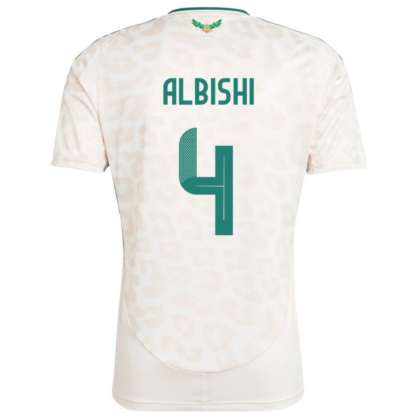 Danxen Hombre Camiseta Arabia Saudita Abdullah Albishi #4 Blanco 2ª Equipación 24-26 La Camisa