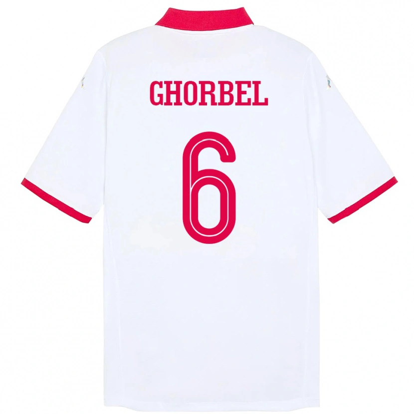 Danxen Hombre Camiseta Túnez Mahmoud Ghorbel #6 Blanco 2ª Equipación 24-26 La Camisa