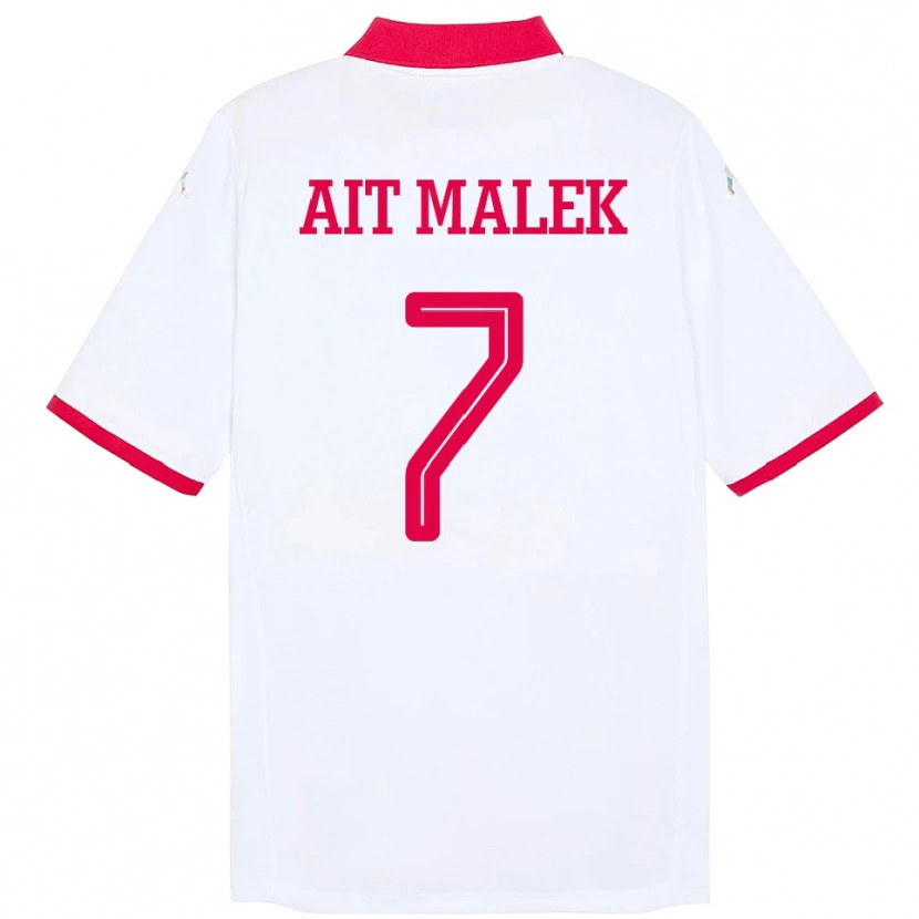 Danxen Hombre Camiseta Túnez Bilel Aït Malek #7 Blanco 2ª Equipación 24-26 La Camisa