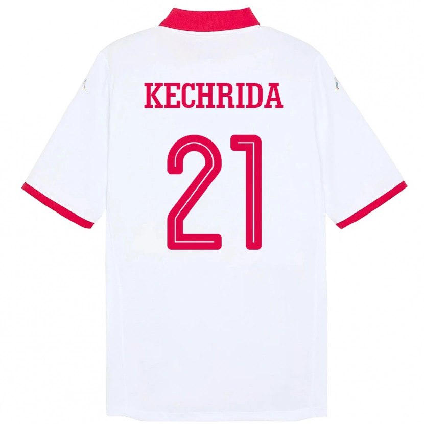 Danxen Hombre Camiseta Túnez Wajdi Kechrida #21 Blanco 2ª Equipación 24-26 La Camisa