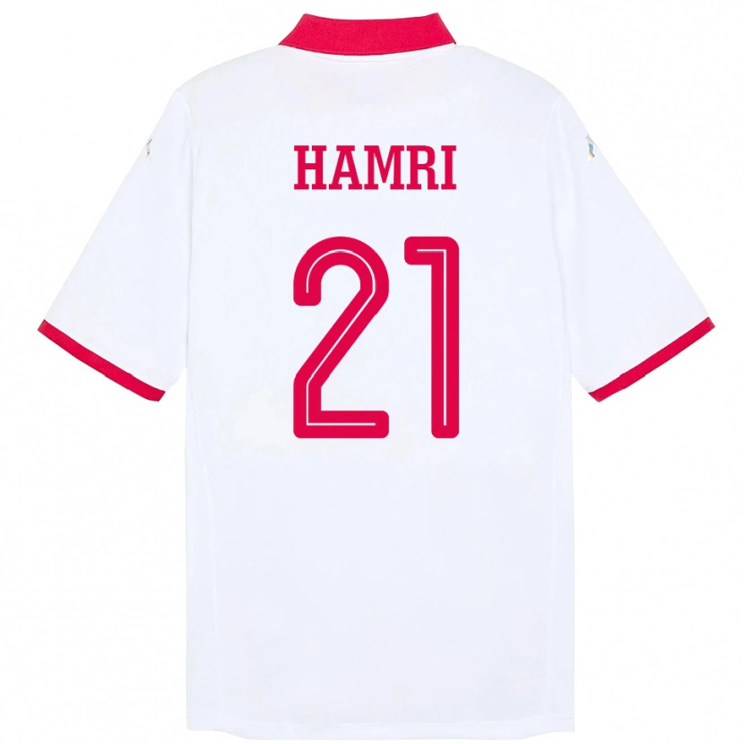 Danxen Hombre Camiseta Túnez Rabii Hamri #21 Blanco 2ª Equipación 24-26 La Camisa