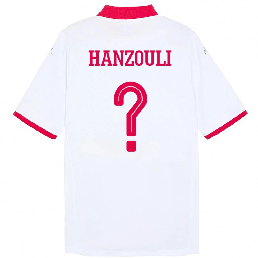 Danxen Hombre Camiseta Túnez Oussema Hanzouli #0 Blanco 2ª Equipación 24-26 La Camisa