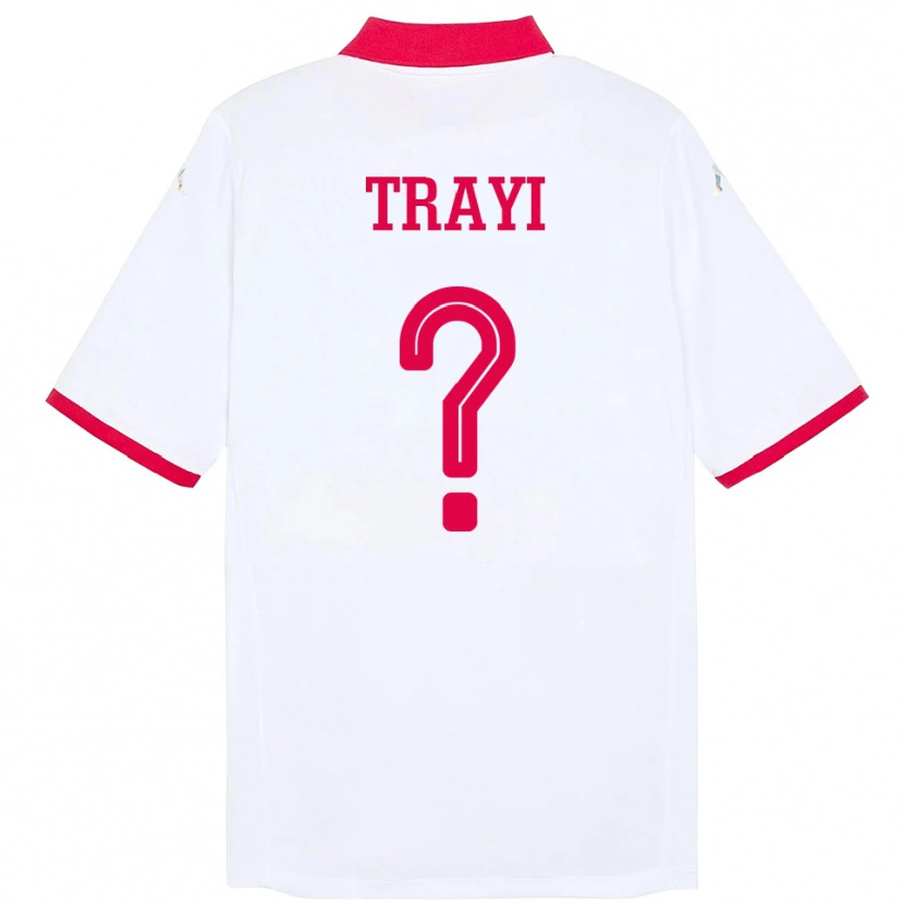 Danxen Hombre Camiseta Túnez Louay Trayi #0 Blanco 2ª Equipación 24-26 La Camisa