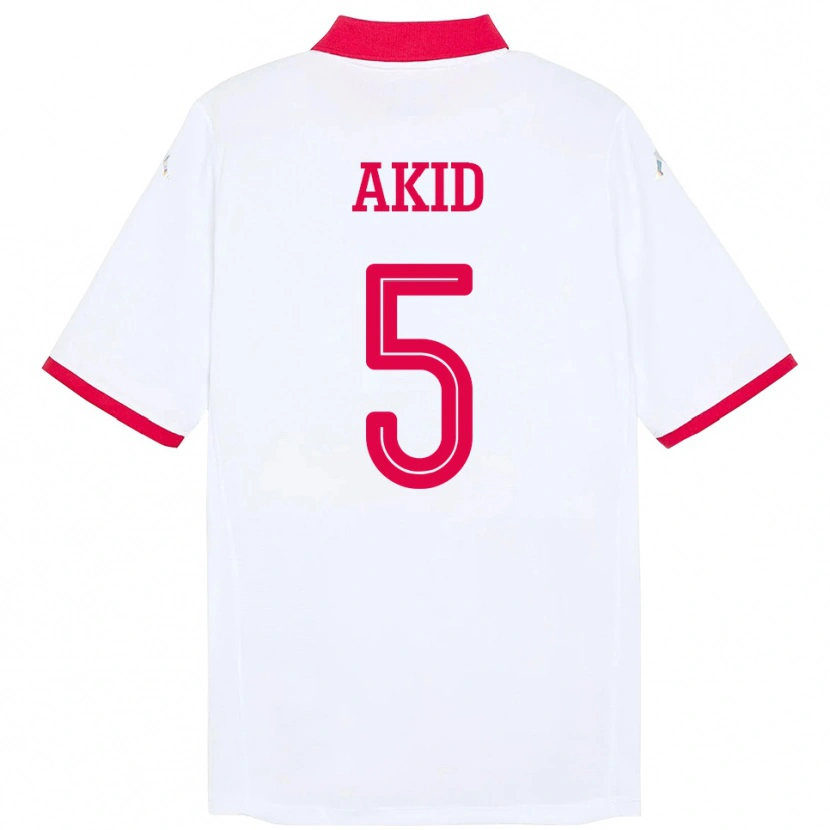 Danxen Hombre Camiseta Túnez Abdessalem Akid #5 Blanco 2ª Equipación 24-26 La Camisa
