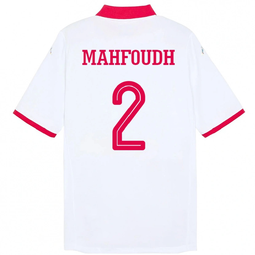 Danxen Hombre Camiseta Túnez Dhikra Mahfoudh #2 Blanco 2ª Equipación 24-26 La Camisa