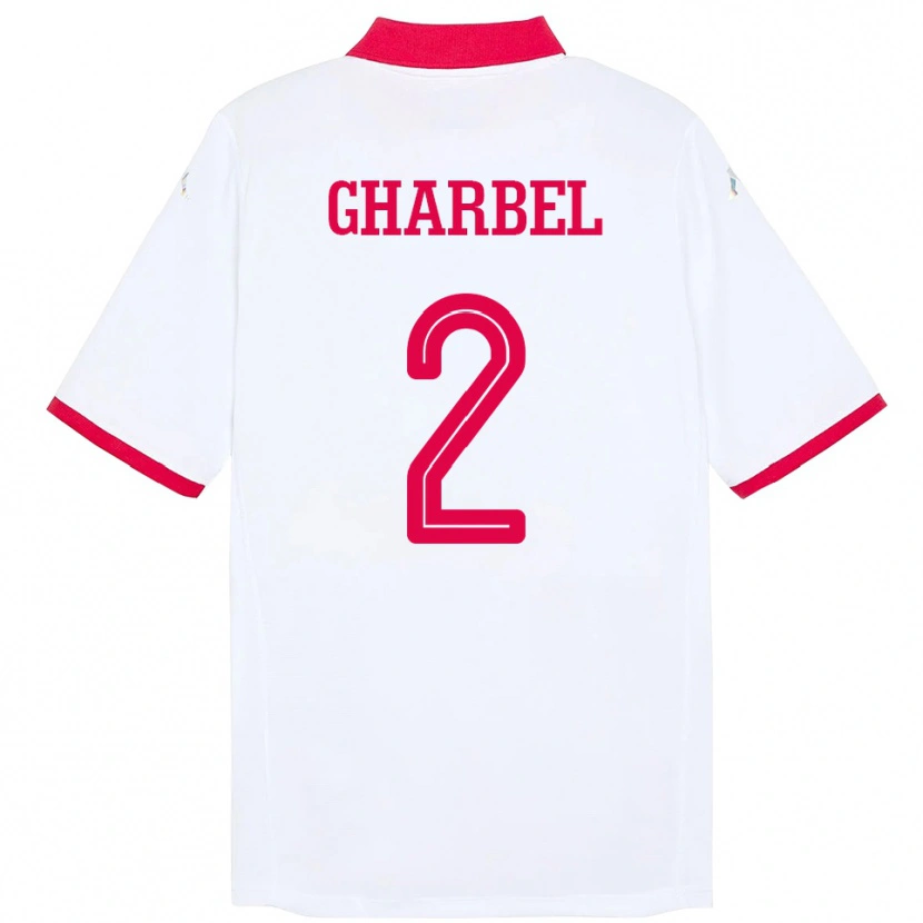 Danxen Hombre Camiseta Túnez Mahmoud Gharbel #2 Blanco 2ª Equipación 24-26 La Camisa