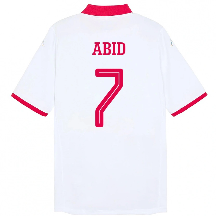 Danxen Hombre Camiseta Túnez Aziz Abid #7 Blanco 2ª Equipación 24-26 La Camisa