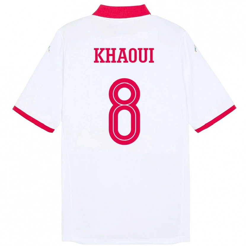 Danxen Hombre Camiseta Túnez Saif Eddine Khaoui #8 Blanco 2ª Equipación 24-26 La Camisa