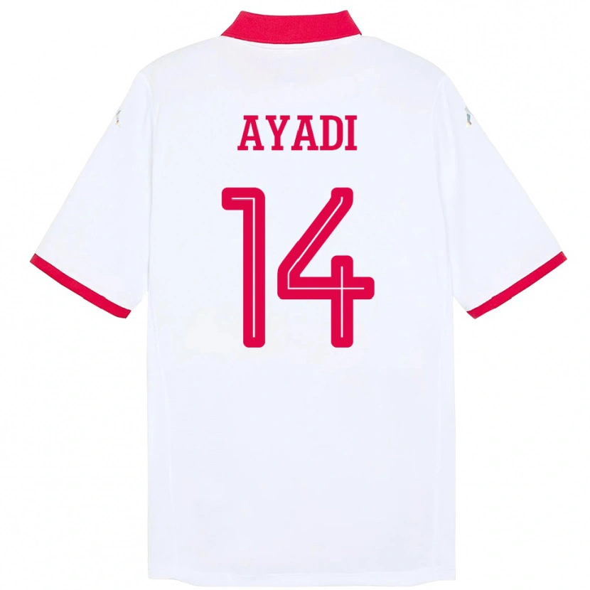 Danxen Hombre Camiseta Túnez Ghada Ayadi #14 Blanco 2ª Equipación 24-26 La Camisa