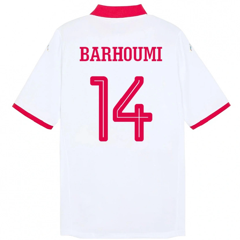 Danxen Hombre Camiseta Túnez Salah Barhoumi #14 Blanco 2ª Equipación 24-26 La Camisa