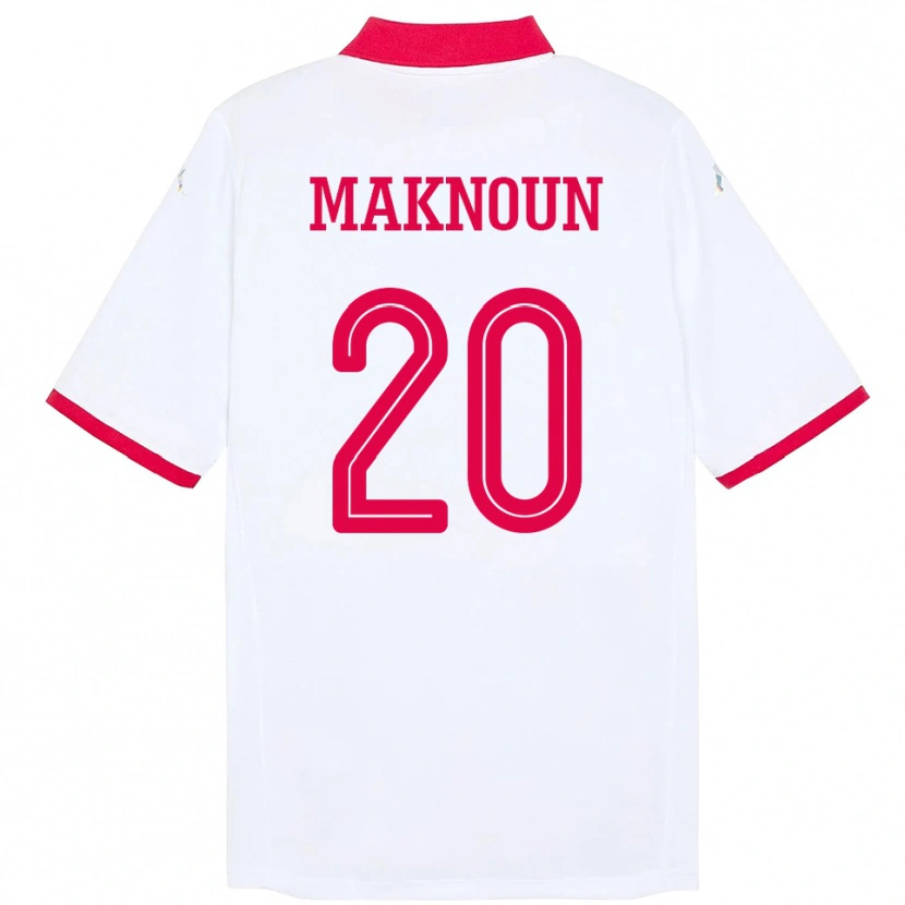Danxen Hombre Camiseta Túnez Leila Maknoun #20 Blanco 2ª Equipación 24-26 La Camisa