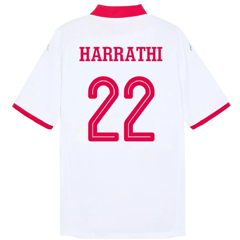 Danxen Hombre Camiseta Túnez Najla Harrathi #22 Blanco 2ª Equipación 24-26 La Camisa