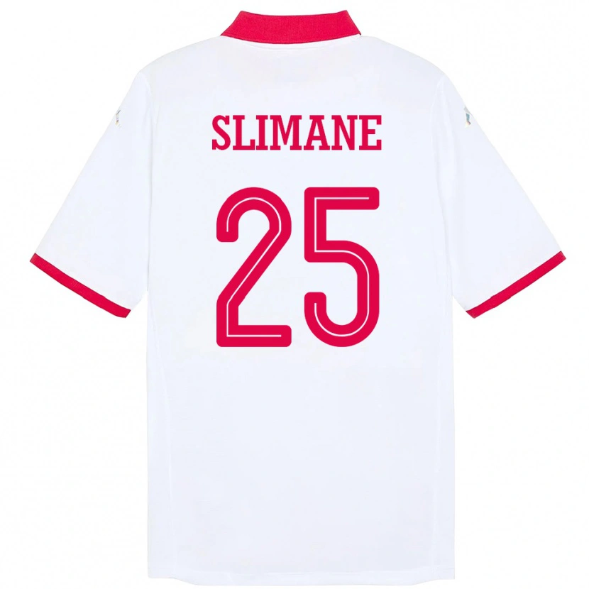 Danxen Hombre Camiseta Túnez Anis Ben Slimane #25 Blanco 2ª Equipación 24-26 La Camisa
