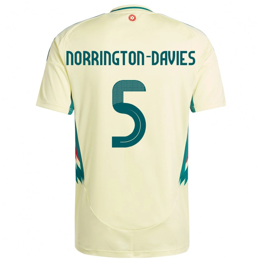 Danxen Hombre Camiseta Gales Rhys Norrington-Davies #5 Beige Amarillo 2ª Equipación 24-26 La Camisa