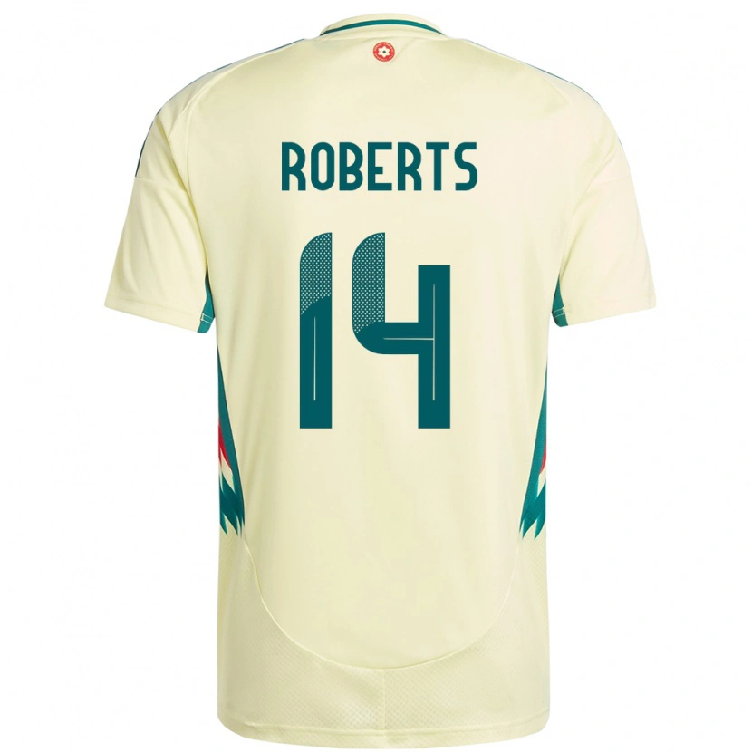 Danxen Hombre Camiseta Gales Connor Roberts #14 Beige Amarillo 2ª Equipación 24-26 La Camisa