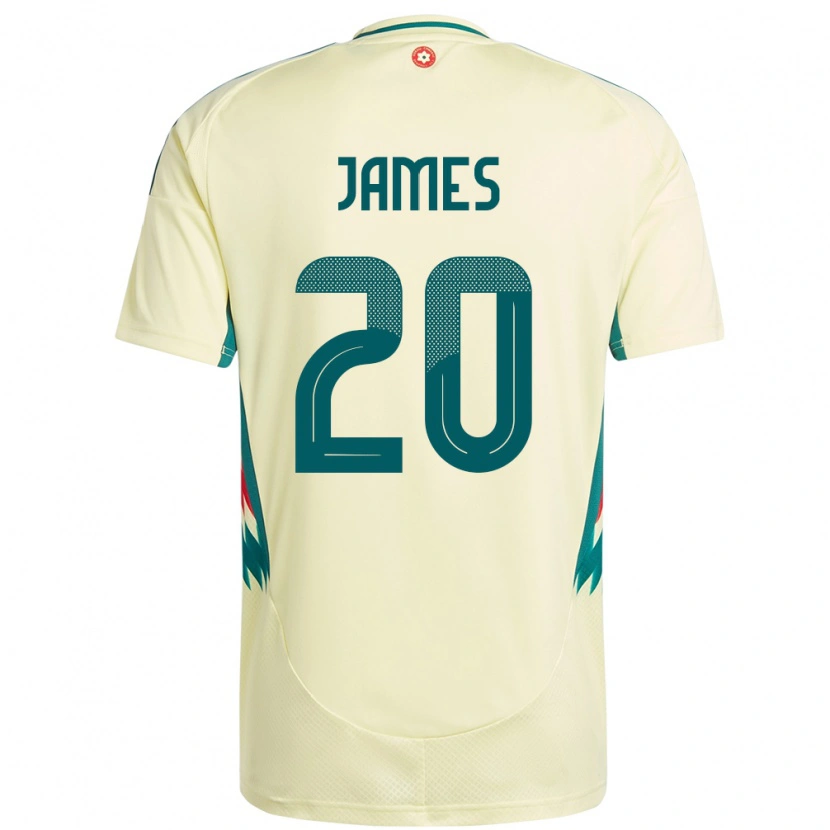 Danxen Hombre Camiseta Gales Daniel James #20 Beige Amarillo 2ª Equipación 24-26 La Camisa