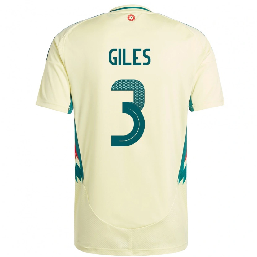 Danxen Hombre Camiseta Gales Luey Giles #3 Beige Amarillo 2ª Equipación 24-26 La Camisa