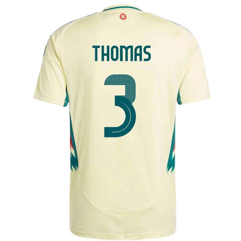 Danxen Hombre Camiseta Gales Elis Thomas #3 Beige Amarillo 2ª Equipación 24-26 La Camisa