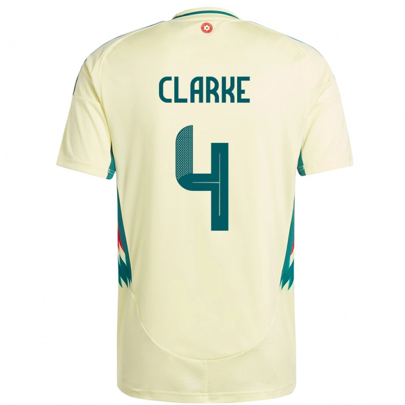 Danxen Hombre Camiseta Gales Brayden Clarke #4 Beige Amarillo 2ª Equipación 24-26 La Camisa