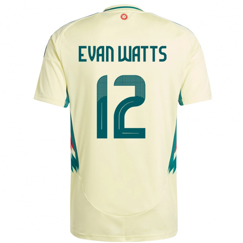 Danxen Hombre Camiseta Gales Evan Watts #12 Beige Amarillo 2ª Equipación 24-26 La Camisa