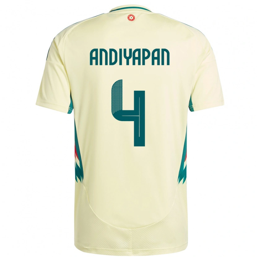 Danxen Hombre Camiseta Gales William Andiyapan #4 Beige Amarillo 2ª Equipación 24-26 La Camisa