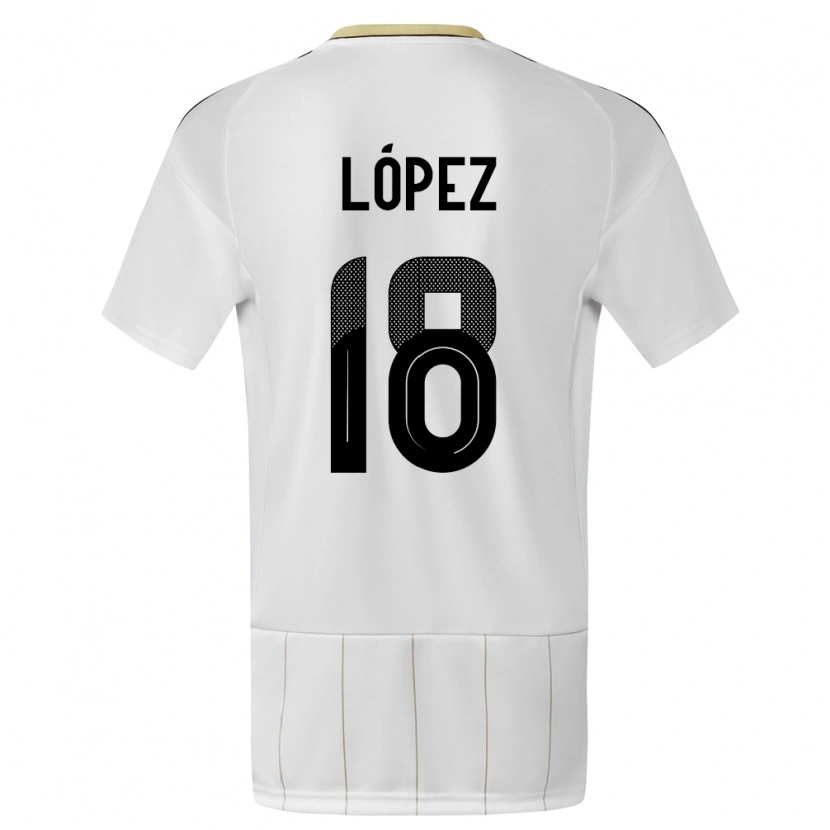 Danxen Hombre Camiseta Costa Rica Jafeth López #18 Blanco 2ª Equipación 24-26 La Camisa