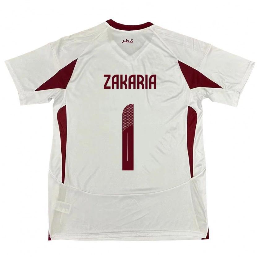 Danxen Hombre Camiseta Catar Salah Zakaria #1 Blanco 2ª Equipación 24-26 La Camisa