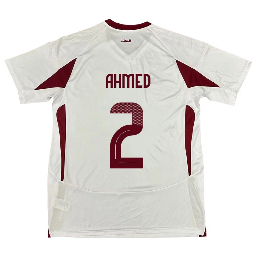 Danxen Hombre Camiseta Catar Hazem Ahmed #2 Blanco 2ª Equipación 24-26 La Camisa