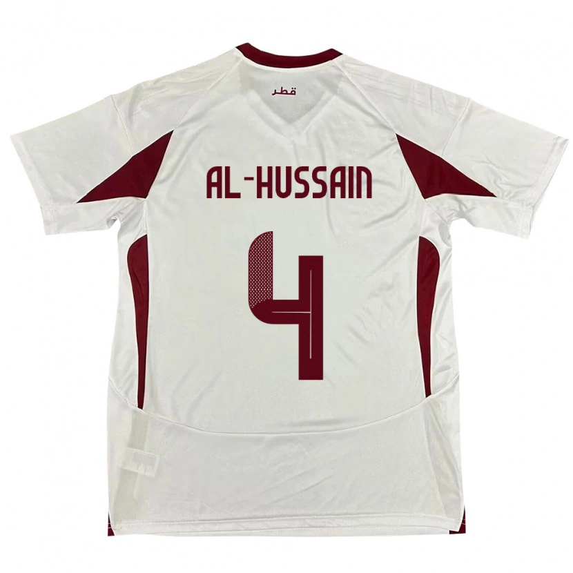 Danxen Hombre Camiseta Catar Al-Hashmi Al-Hussain #4 Blanco 2ª Equipación 24-26 La Camisa