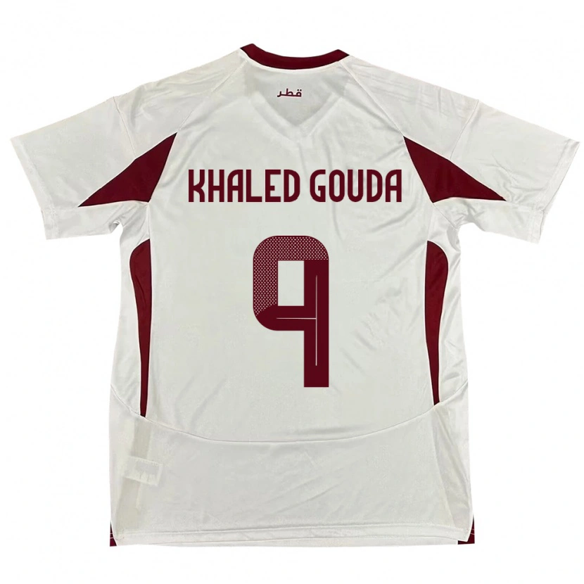 Danxen Hombre Camiseta Catar Mohamed Khaled Gouda #9 Blanco 2ª Equipación 24-26 La Camisa