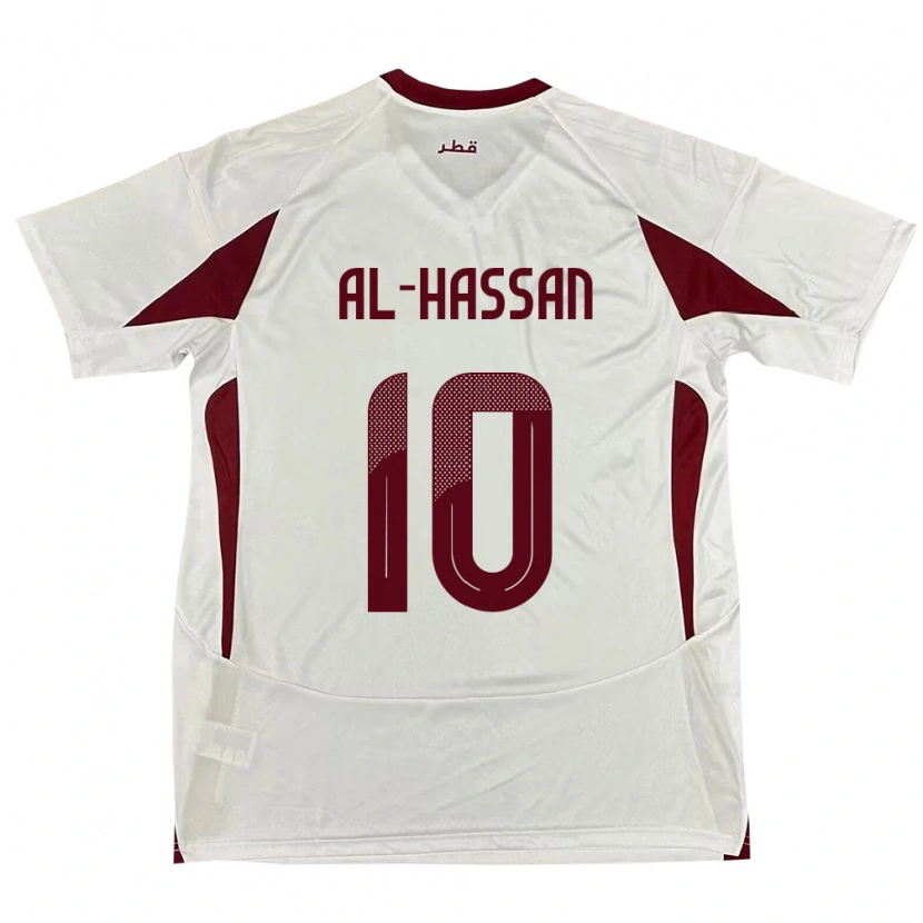 Danxen Hombre Camiseta Catar Ibrahim Al-Hassan #10 Blanco 2ª Equipación 24-26 La Camisa