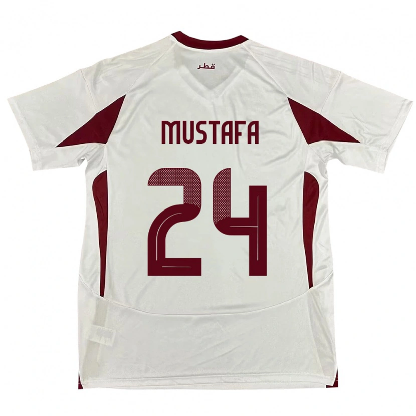 Danxen Hombre Camiseta Catar Mustafa Mashaal #24 Blanco 2ª Equipación 24-26 La Camisa