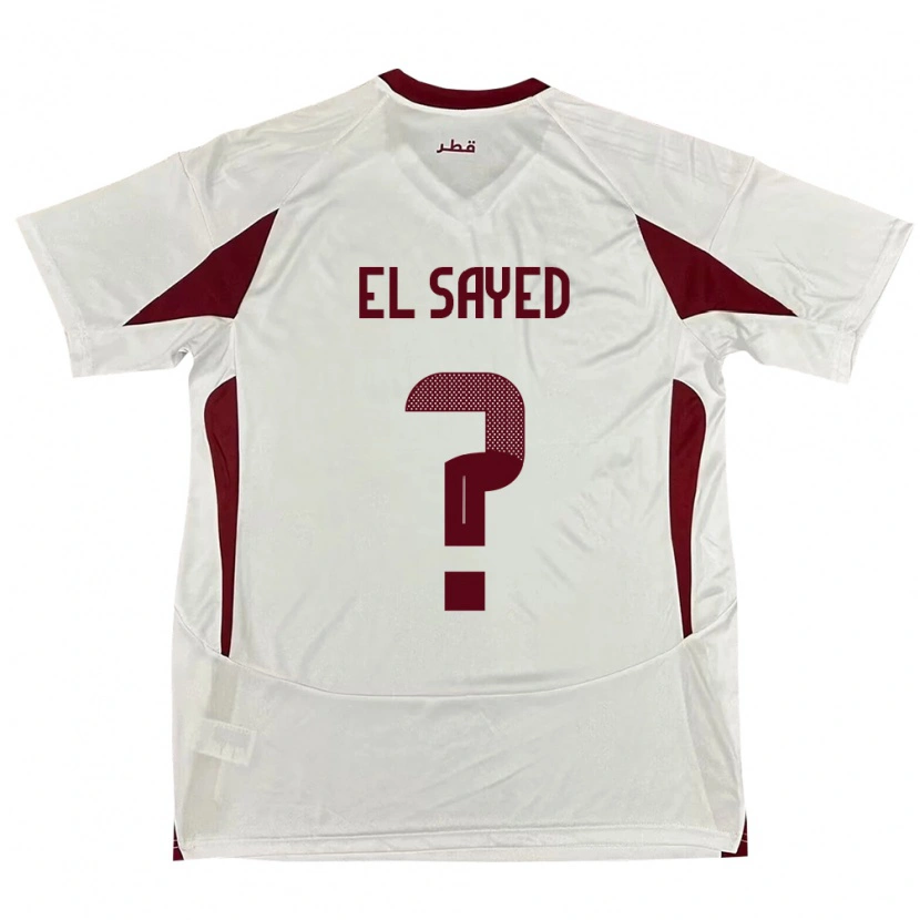 Danxen Hombre Camiseta Catar Mostafa El Sayed #0 Blanco 2ª Equipación 24-26 La Camisa