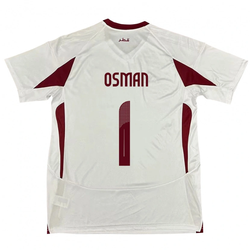 Danxen Hombre Camiseta Catar Abubaker Osman #1 Blanco 2ª Equipación 24-26 La Camisa