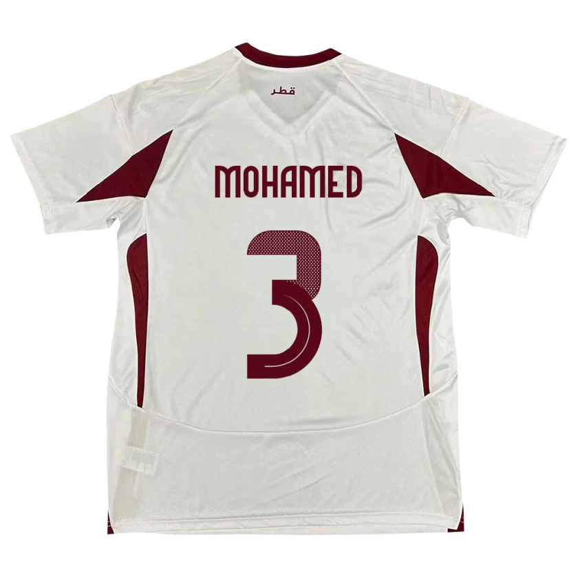 Danxen Hombre Camiseta Catar Motaman Mohamed #3 Blanco 2ª Equipación 24-26 La Camisa