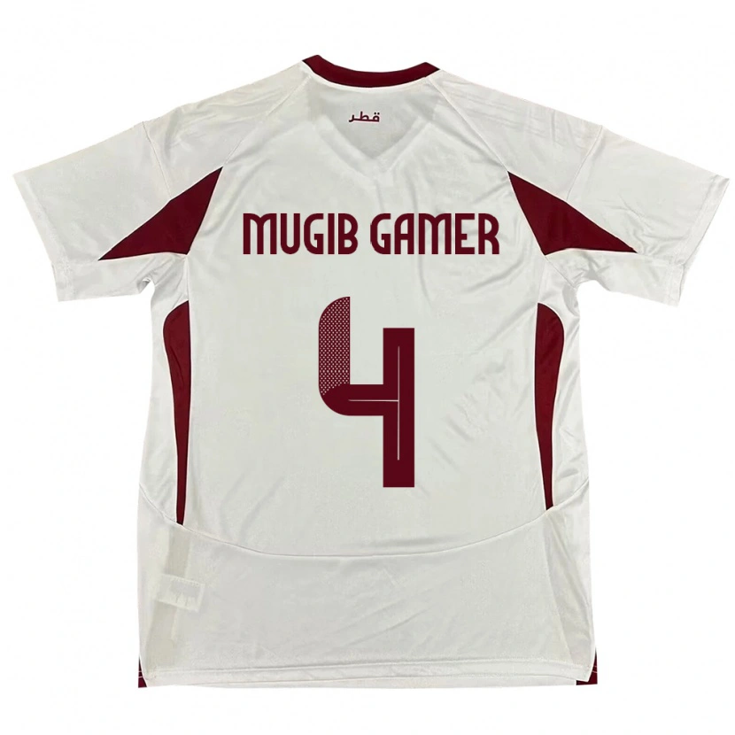 Danxen Hombre Camiseta Catar Abdalla Mugib Gamer #4 Blanco 2ª Equipación 24-26 La Camisa