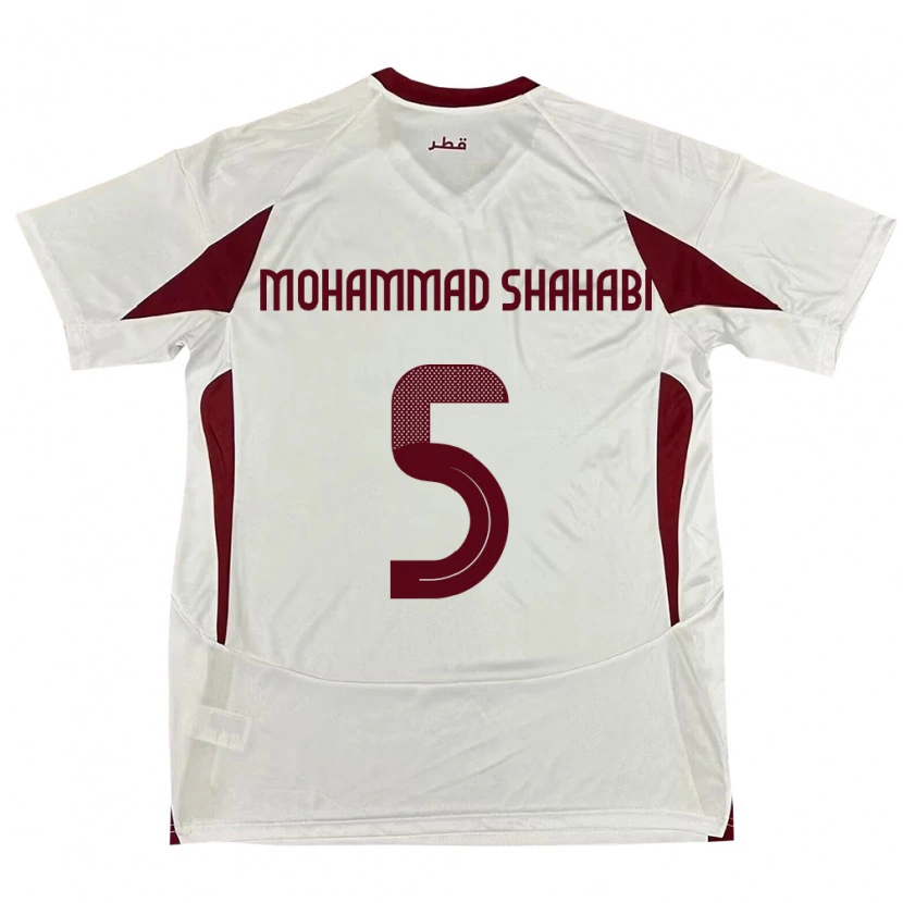 Danxen Hombre Camiseta Catar Ali Mohammad Shahabi #5 Blanco 2ª Equipación 24-26 La Camisa