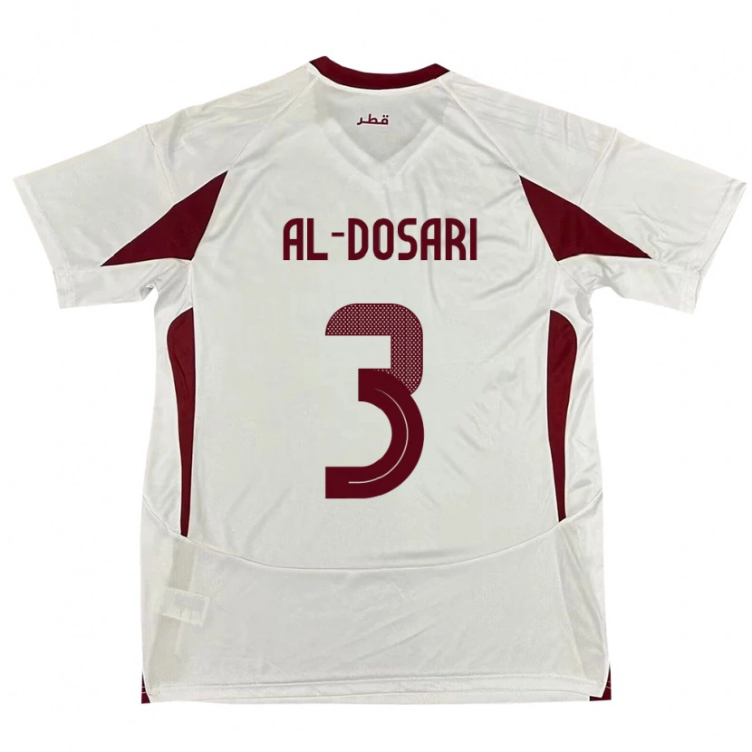 Danxen Hombre Camiseta Catar Dana Al Dosari #3 Blanco 2ª Equipación 24-26 La Camisa