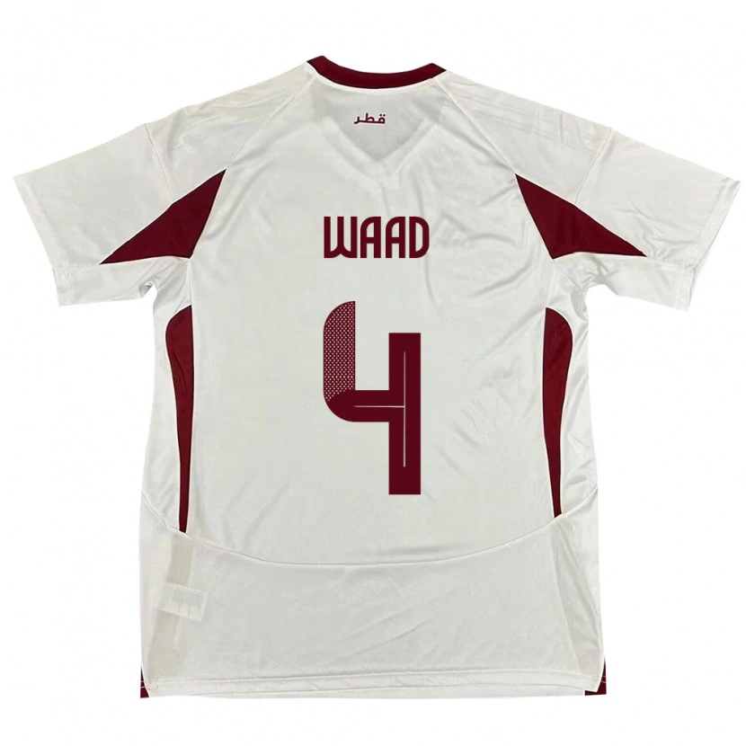 Danxen Hombre Camiseta Catar Mohammed Waad #4 Blanco 2ª Equipación 24-26 La Camisa