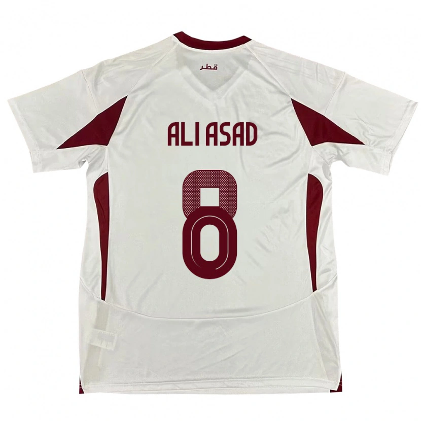 Danxen Hombre Camiseta Catar Ali Asad #8 Blanco 2ª Equipación 24-26 La Camisa