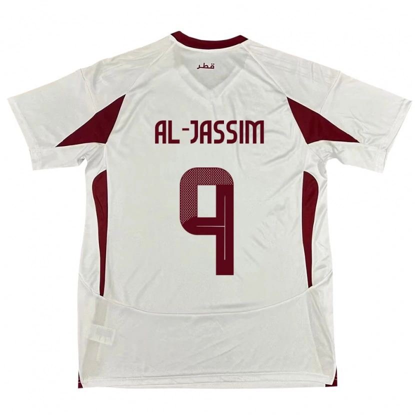 Danxen Hombre Camiseta Catar Kholoud Al Jassim #9 Blanco 2ª Equipación 24-26 La Camisa