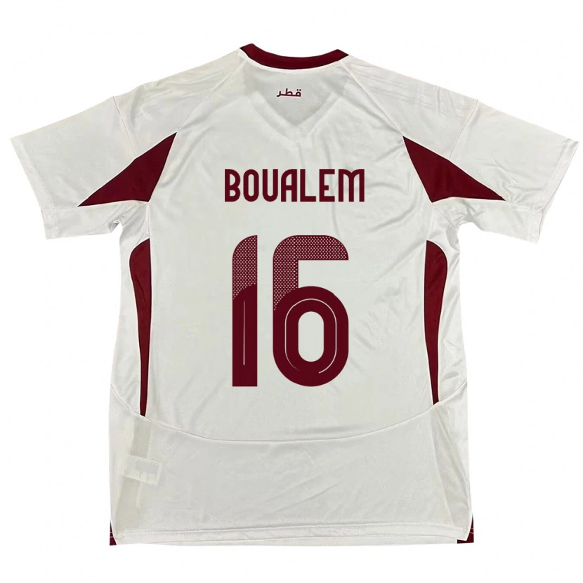 Danxen Hombre Camiseta Catar Boualem Khoukhi #16 Blanco 2ª Equipación 24-26 La Camisa