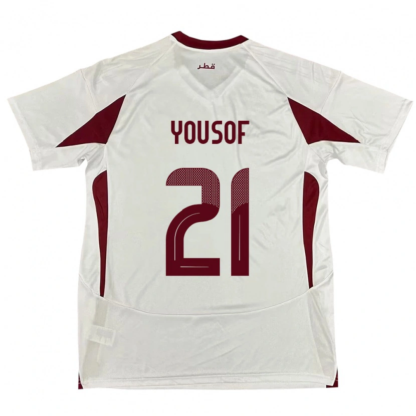 Danxen Hombre Camiseta Catar Yousof Hassan #21 Blanco 2ª Equipación 24-26 La Camisa