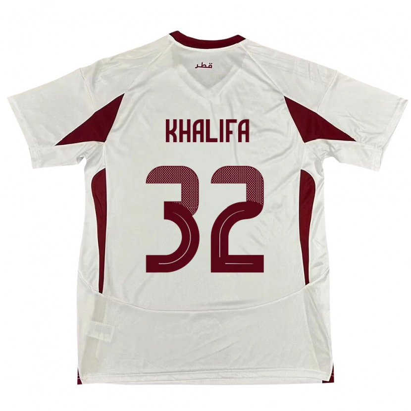 Danxen Hombre Camiseta Catar Duana Khalifa #32 Blanco 2ª Equipación 24-26 La Camisa