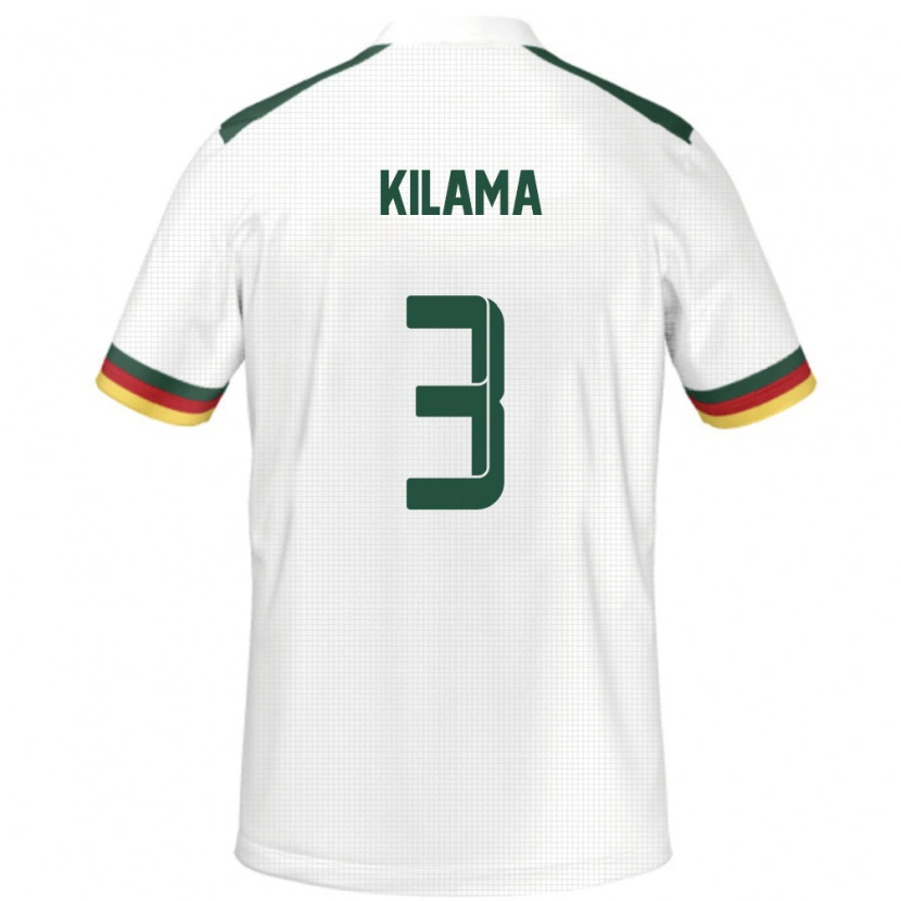 Danxen Hombre Camiseta Camerún Guy-Marcelin Kilama #3 Blanco 2ª Equipación 24-26 La Camisa