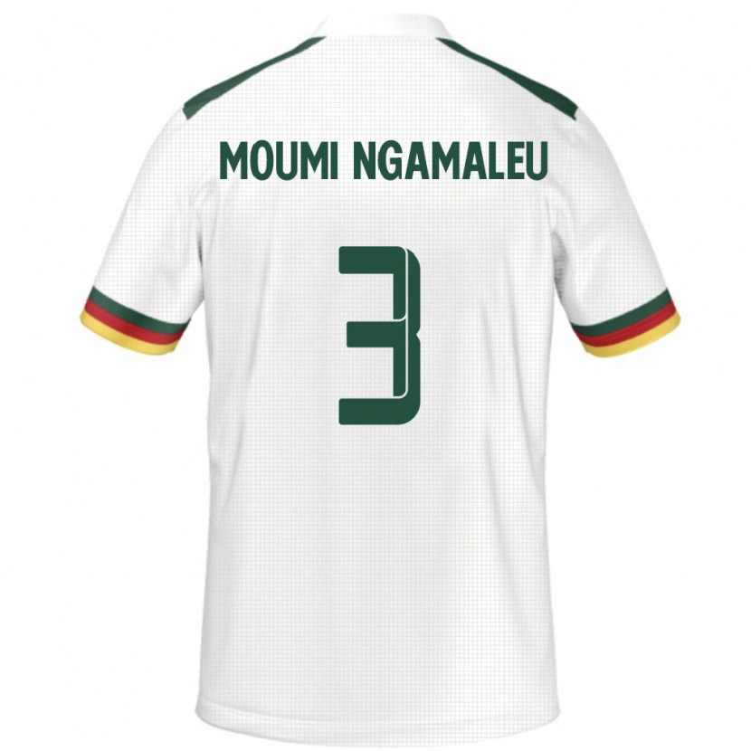 Danxen Hombre Camiseta Camerún Nicolas Moumi Ngamaleu #3 Blanco 2ª Equipación 24-26 La Camisa