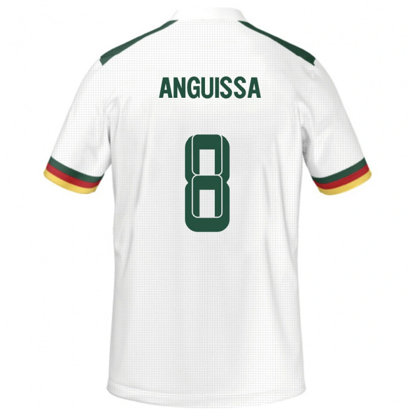 Danxen Hombre Camiseta Camerún Frank Anguissa #8 Blanco 2ª Equipación 24-26 La Camisa
