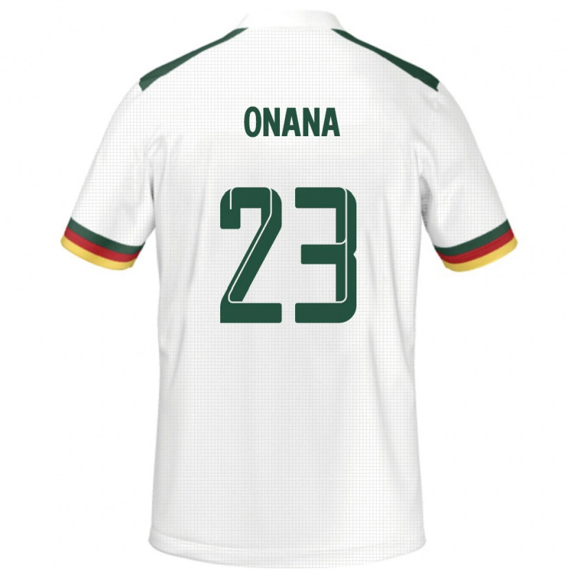 Danxen Hombre Camiseta Camerún André Onana #23 Blanco 2ª Equipación 24-26 La Camisa