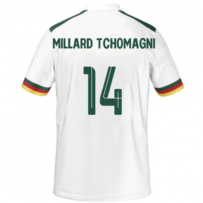 Danxen Hombre Camiseta Camerún Samuel Millard Tchomagni #14 Blanco 2ª Equipación 24-26 La Camisa
